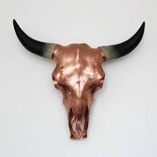 Metallic Copper Faux Cow Skull 3 Sizes