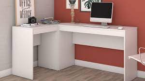 Desk tops and back panels offer contrast, with beautifully patterned veneers, while the black metal hardware and accents complete the design. White L Shaped Desk Home Furniture Out Out