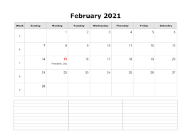 Select any style you want then download and print. February 2021 Calendar Pdf Word Excel Template Download