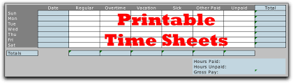 Printable Time Sheets
