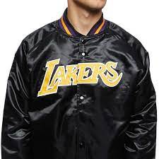 The jacket has the word lakers printed on the chest and the lakers logo patch on the sleeves. Lakers Jacket Shop Clothing Shoes Online