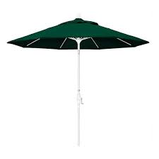 California Umbrella 9 Ft Fiberglass Market Umbrella Collar Tilt Matted White Sunbrella Forest Green