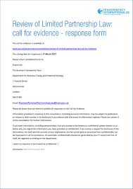 Call For Evidence Limited Partnerships March 2017 By