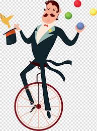 Man Riding Unicycle While Juggling Illustration Performance