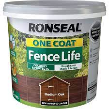 ronseal one coat fence life 5l medium oak