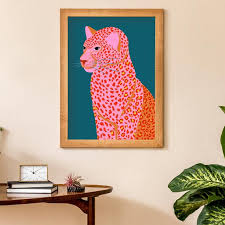 Print Cat Wall Art Pink Leopard