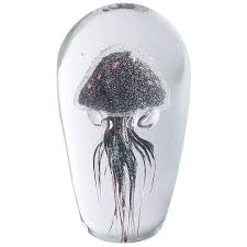 Purple Glass Jellyfish Paperweight