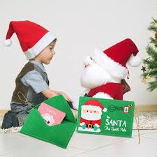 10pcs Christmas Santa Envelope Greeting Card Non Woven Green Gift
