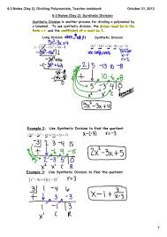 Dividing Polynomials Teacher Notebook