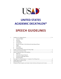 Speech Guidelines United States Academic Decathlon