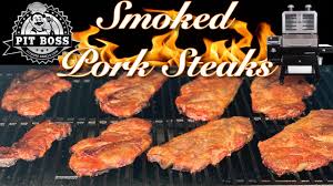 smoke pork steak on a pellet smoker