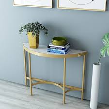 Modern White Semicircle Console Table