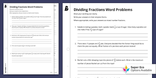 Dividing Fractions Word Problems Ks3