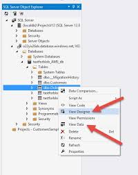 datatable design view for azure sql