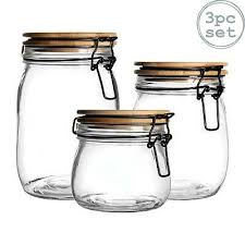 3pc airtight storage jars with wooden