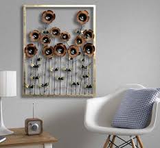brown metal daisy decorative wall frame