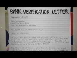 how to write a bank verification letter