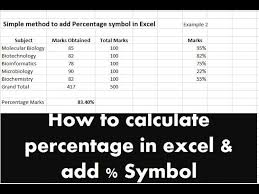 how to calculate percene in excel