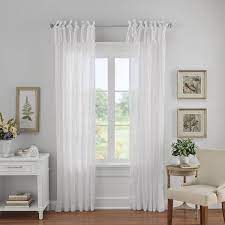 jolie semi sheer tie top single window curtain panel 52 x 95 white elrene home fashions