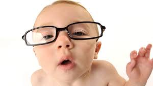 funny baby face with specs white