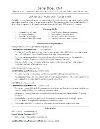 Certified Nursing Assistant Resume Examples