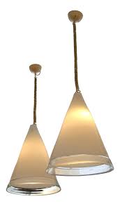 Pair Of Italian Hand Blown Murano Glass Pendant Lamps By Renato Toso For Leucos Chairish