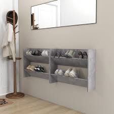 Vidaxl 2x Wall Shoe Cabinets Concrete