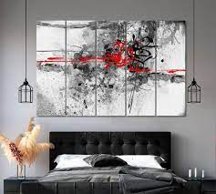 Red Abstract Art Black Wall Art