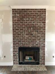 brick veneer brick fireplace painted