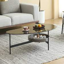 Modern Coffee Table With Shelf Tempered
