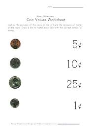 Matching Coin To Value Assessment Kids Math Worksheets