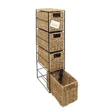 This simple storage tower can be used with or without wire baskets to add precious storage space and countertop space to even the tiniest of bathrooms. Opulent 4 Drawer Seagrass Storage Tower Elite Housewares