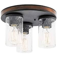 Amazon Com Kichler Lighting Barrington 11 5 In W Distressed Black And Wood Ceiling Flush Mount Light Electronics