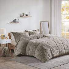 Twin Xl Gy Faux Fur Comforter Set