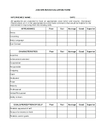 Interview Feedback Template Form Job Evaluation Candidate