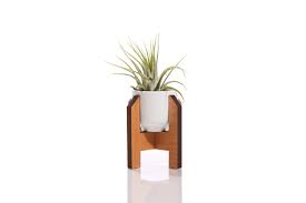 Its simple design is easy to fit for your retro or modern decoration. Outdoor Gardening Wood Modern Plant Stand Minimalist Mini Planter Ceramic Home Living