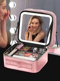 travel makeup bag with mirror of led