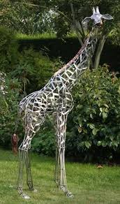 Silver Scrap Metal Sculpture Giraffe
