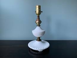 Vintage White Milk Glass Hobnail Lamp