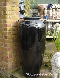 Large Tall Black Glazed Temple Jar Vase