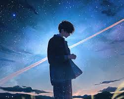 anime boy alone night scenery pc