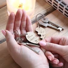 Personalised Wooden Half Heart Keyrings