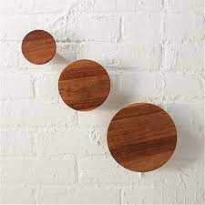 Set Of 3 Modern Wood Round Hooks Single