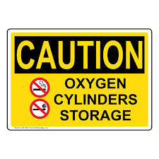 osha sign caution oxygen cylinders