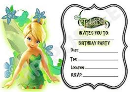 Disney Tinkerbell Birthday Party Invites Landscape Frame Design