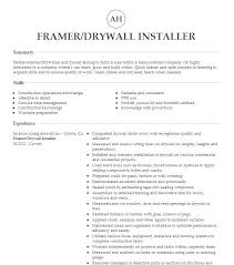 Drywall Installer Resume Examples