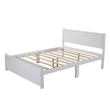 white queen size platform bed frame