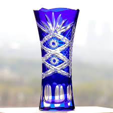 Bohemian Czech Style Blue Glass Vase