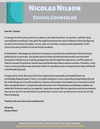counselor cover letter sles