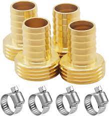 Amazon.com : Hooshing 4Pcs 3/4" Barb x 3/4" Male GHT Thread Soild Brass Garden  Hose Repair Kit Male Hose End Mender Water Hose Connector with Stainless  Clamp : Patio, Lawn & Garden
